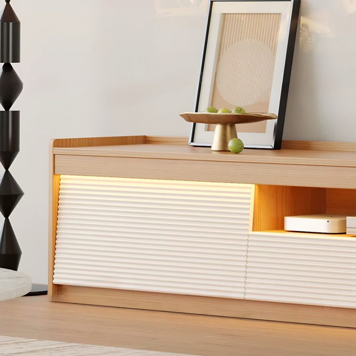 FLUTORA Modern Solid Wood TV Console - Cassa Haus Singapore