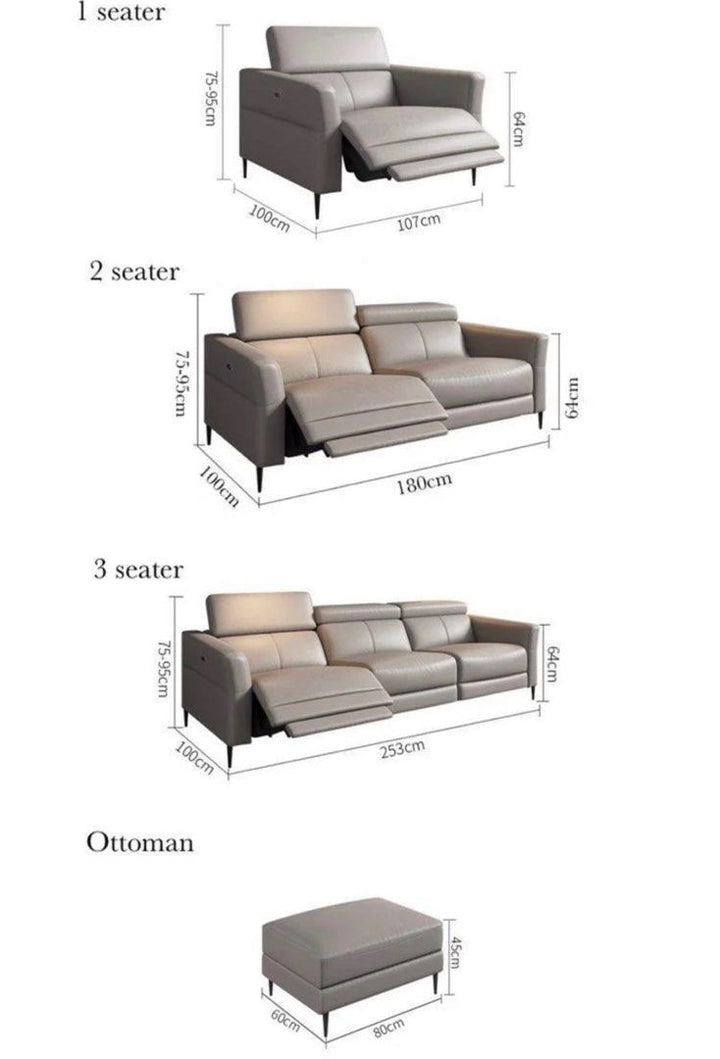 VEKTRA Sectional Electric Recliner Leather Sofa - Cassa Haus Singapore