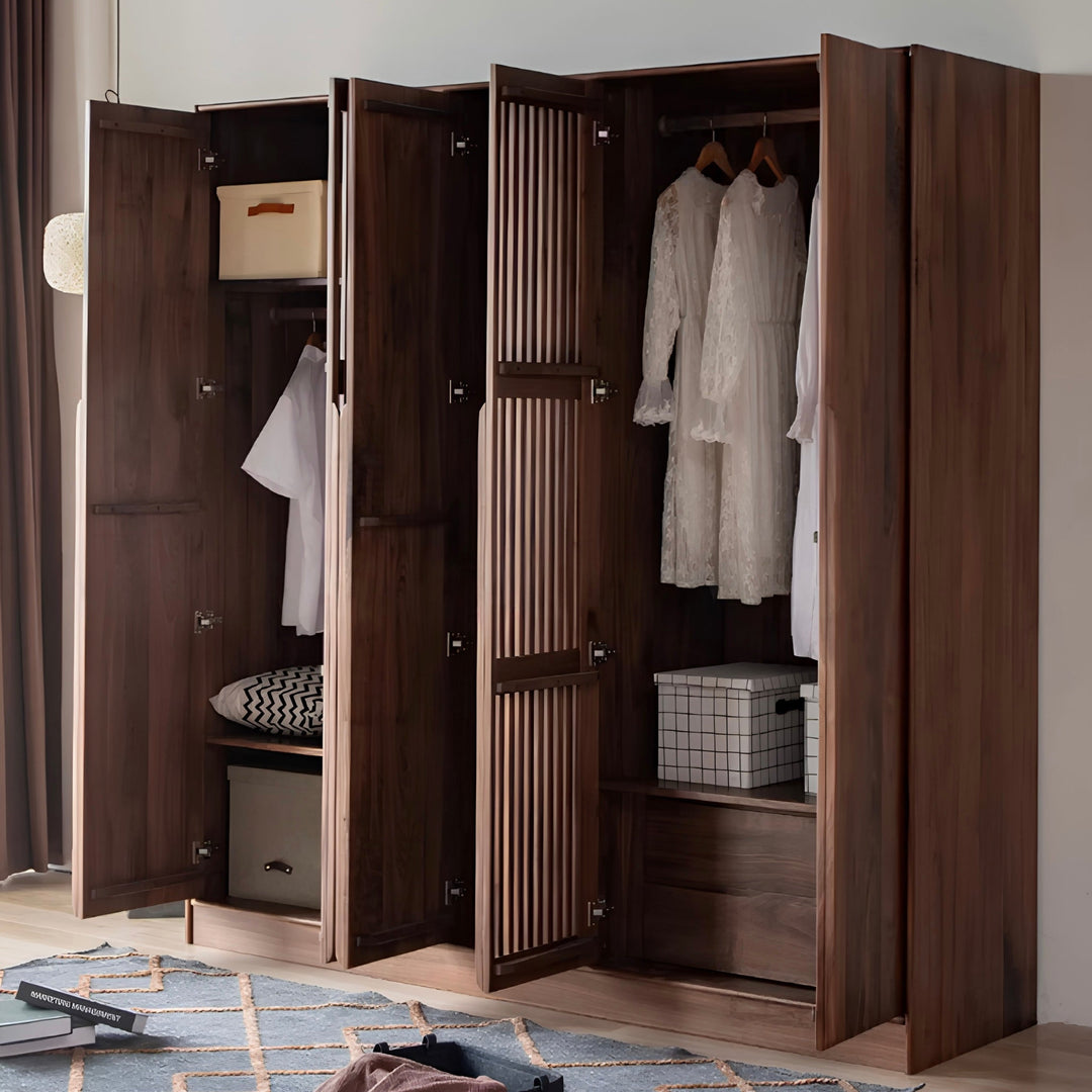 VASKER Modern Black Walnut Wood Wardrobe - Cassa Haus Singapore