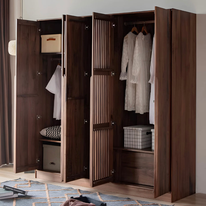 VASKER Modern Black Walnut Wood Wardrobe - Cassa Haus Singapore
