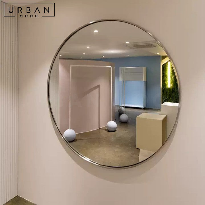 ABBA Modern Stainless Steel Round Mirror