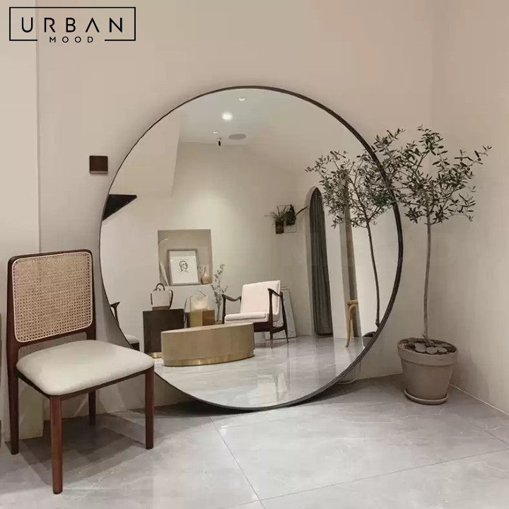 ABBA Modern Stainless Steel Round Mirror