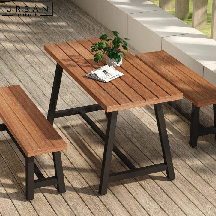 ADAMSON Outdoor Solid Wood Dining Table