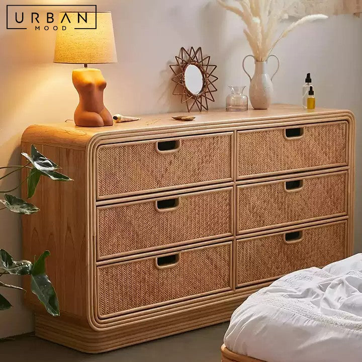 ADKINS Rustic Rattan Chest of Drawers