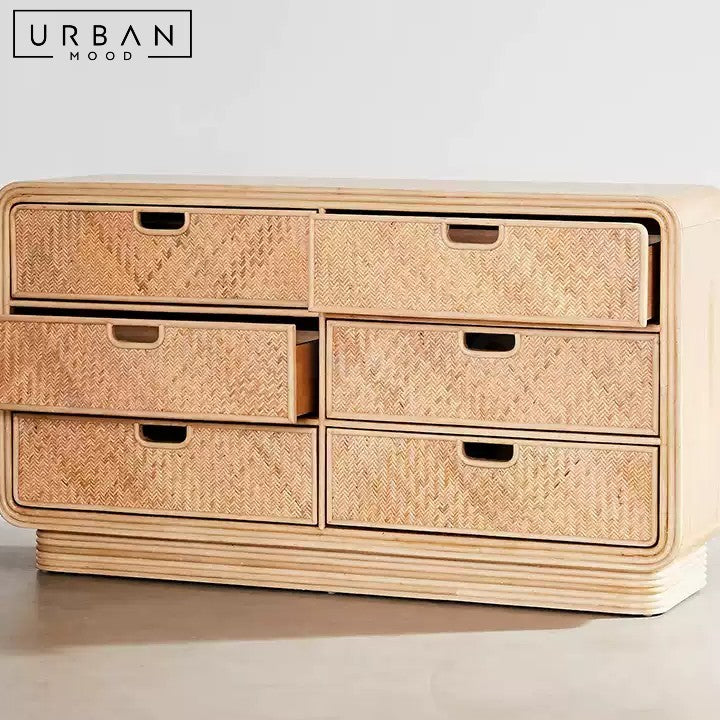 ADKINS Rustic Rattan Chest of Drawers