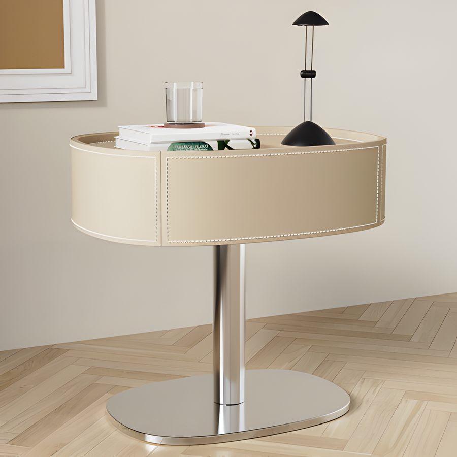 AERITHYNE Modern Leather Bedside Table - Urban Mood Singapore