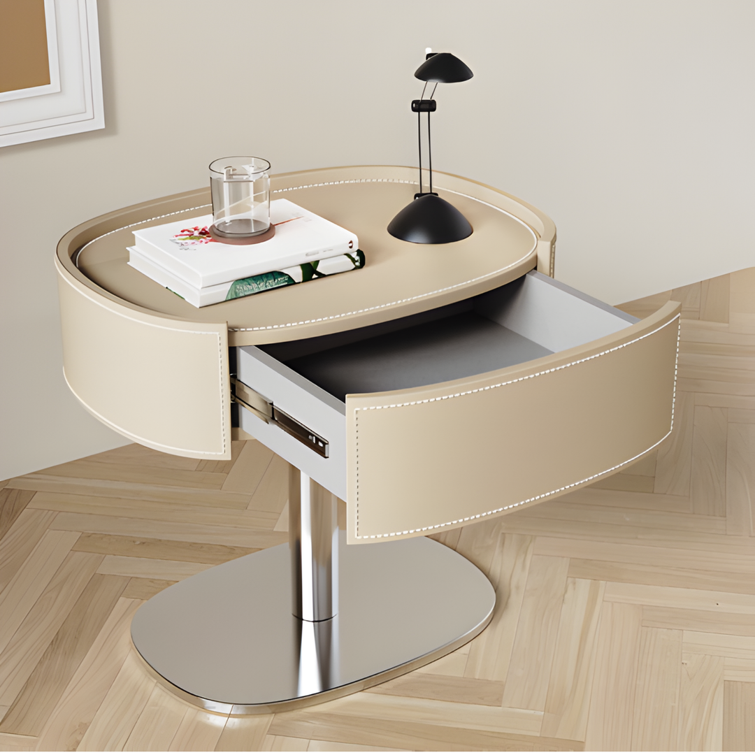 AERITHYNE Modern Leather Bedside Table - Urban Mood Singapore