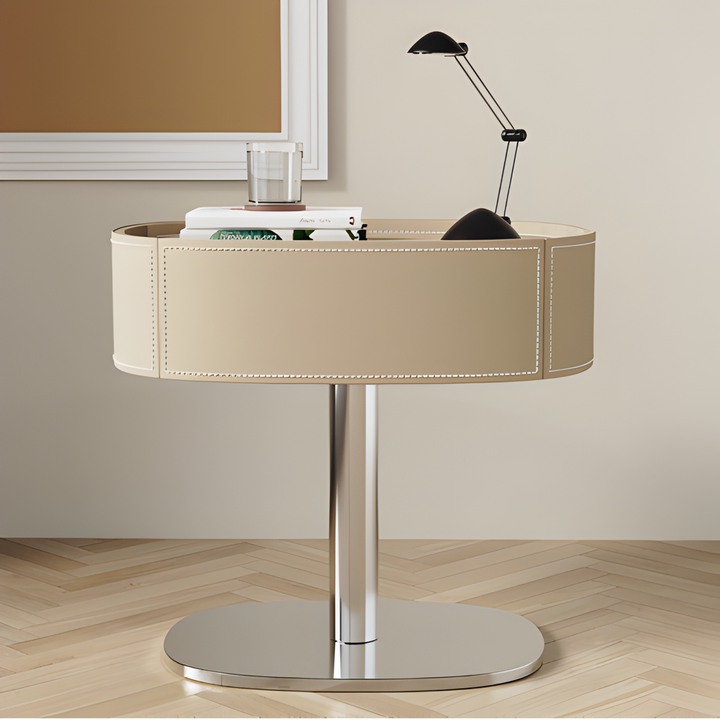 AERITHYNE Modern Leather Bedside Table - Urban Mood Singapore