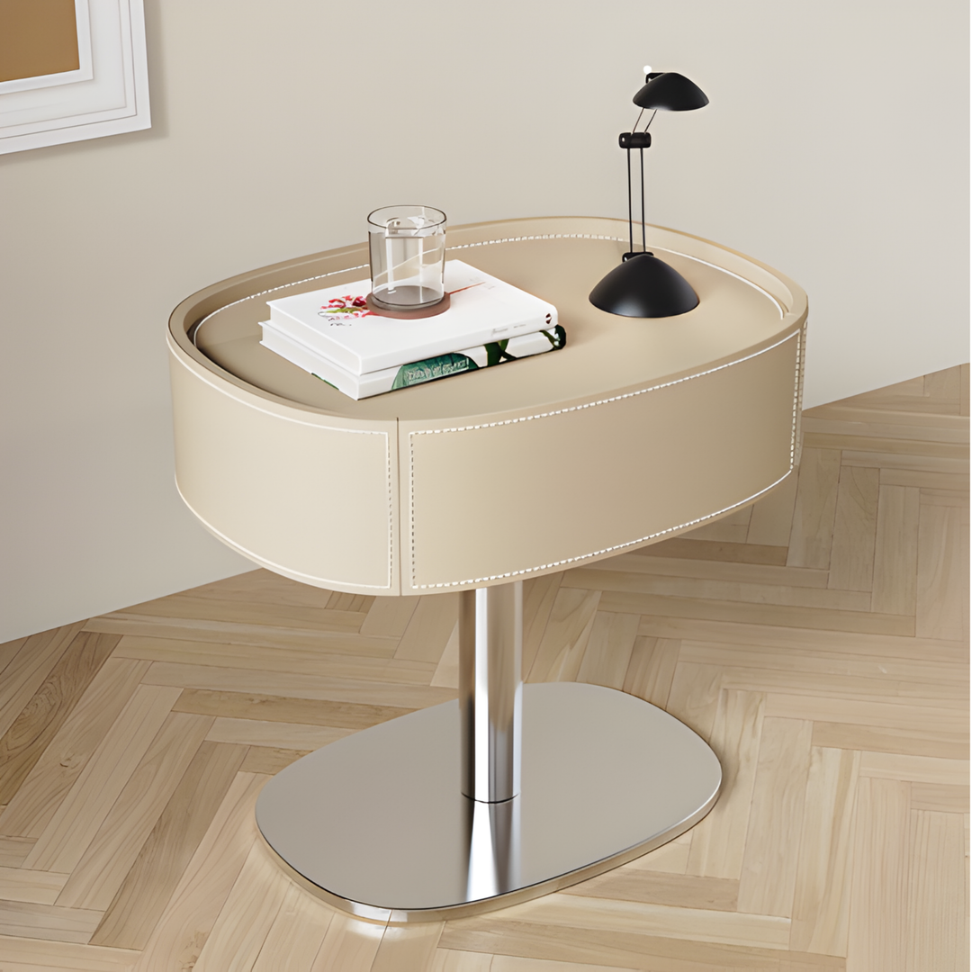 AERITHYNE Modern Leather Bedside Table - Urban Mood Singapore