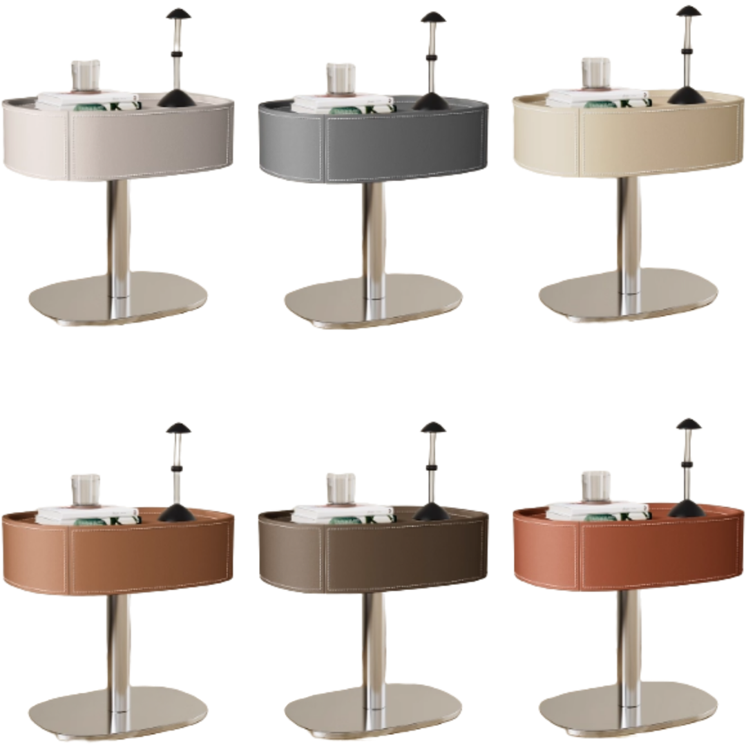 AERITHYNE Modern Leather Bedside Table - Urban Mood Singapore