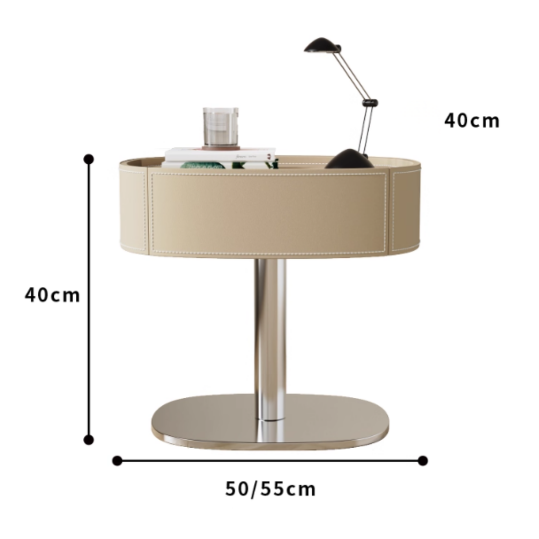 AERITHYNE Modern Leather Bedside Table - Urban Mood Singapore