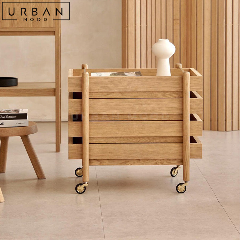 AJRA Modern Solid Wood Bar Cart