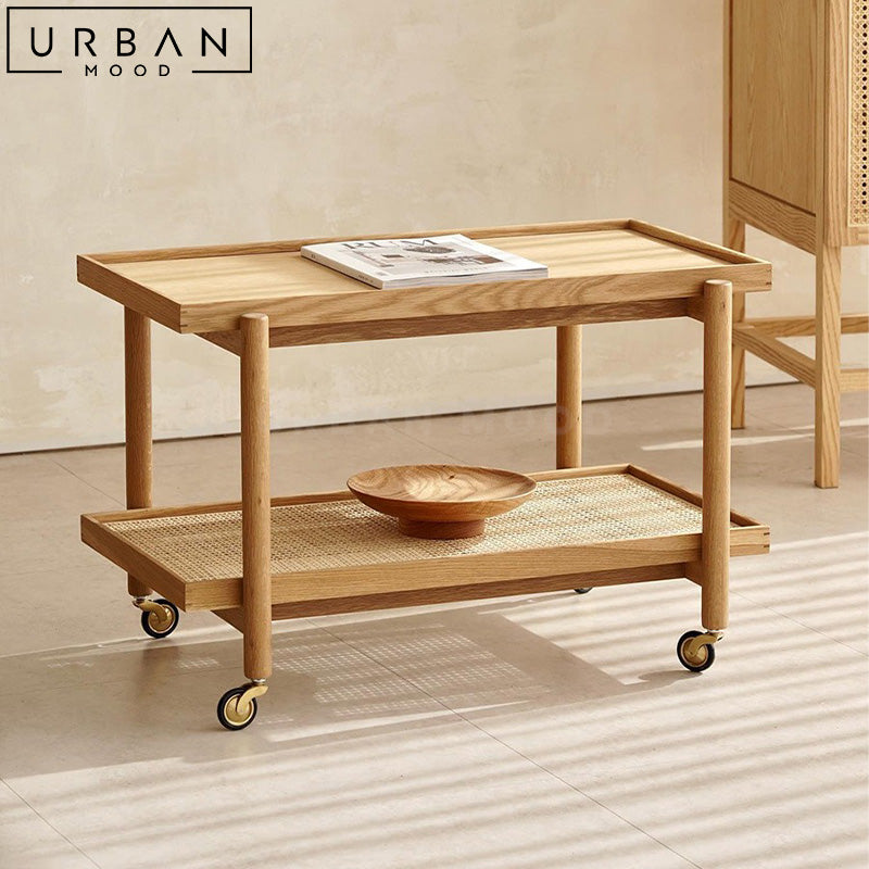 AJRA Modern Solid Wood Bar Cart