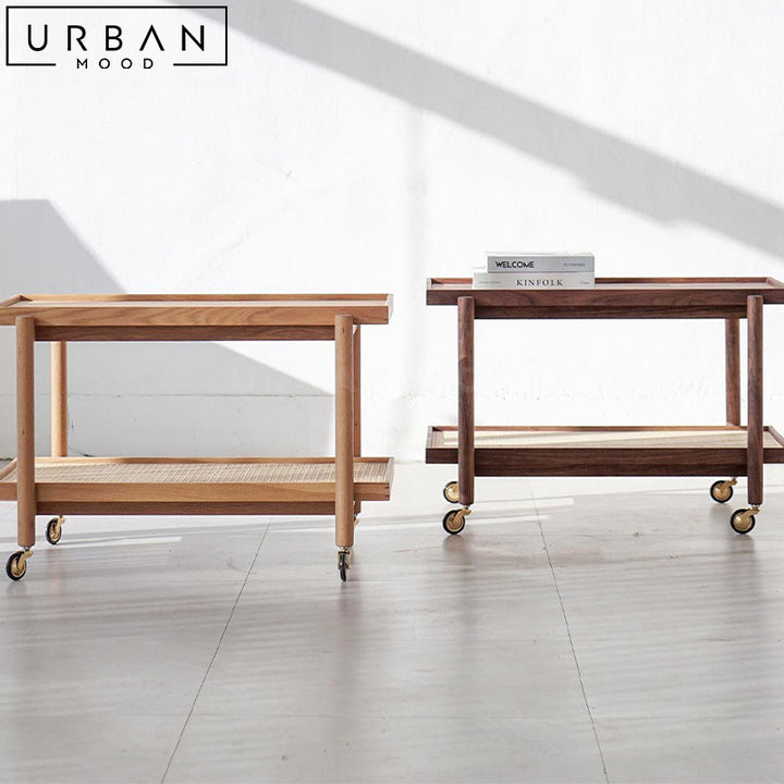 AJRA Modern Solid Wood Bar Cart