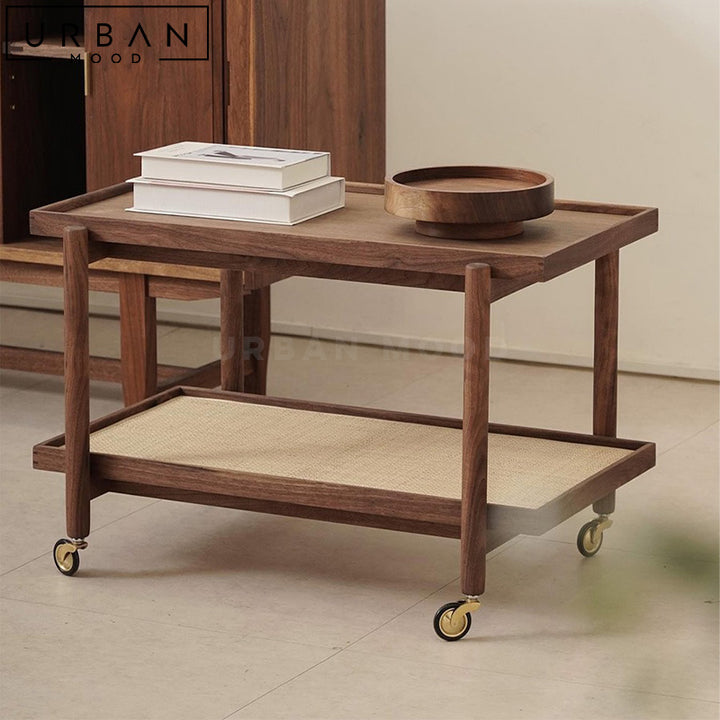 AJRA Modern Solid Wood Bar Cart