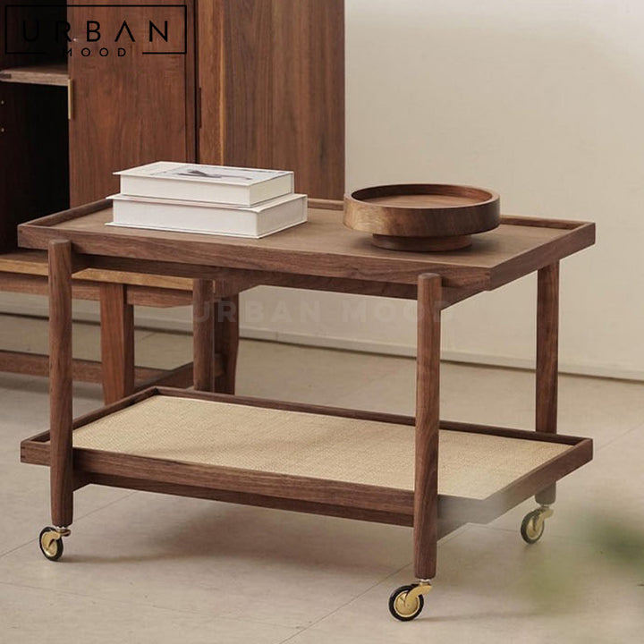 AJRA Modern Solid Wood Bar Cart