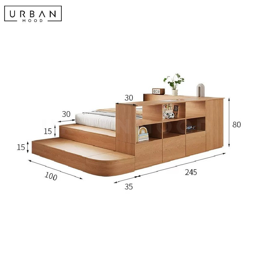 AKELVA Japanese Platform Bed With Bookshelf