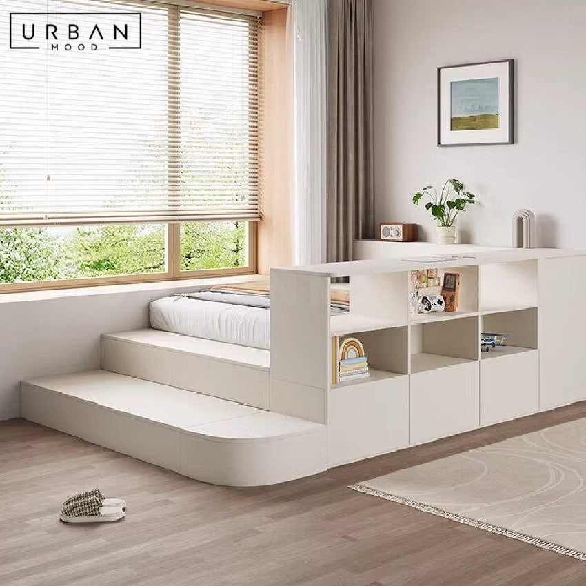 AKELVA Japanese Platform Bed With Bookshelf