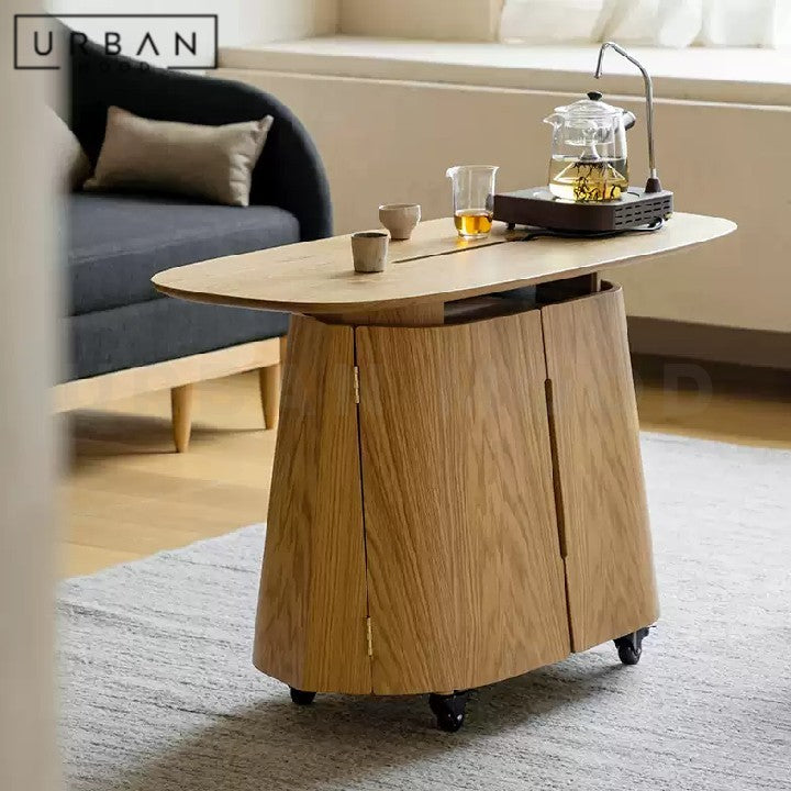 ALFONSO Modern Solid Wood Mobile Coffee Table