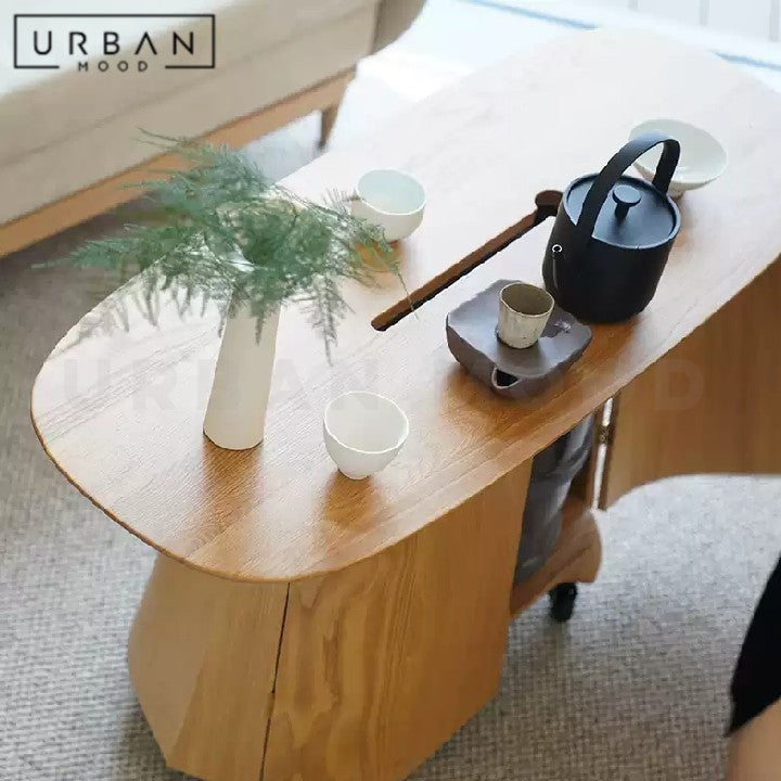 ALFONSO Modern Solid Wood Mobile Coffee Table