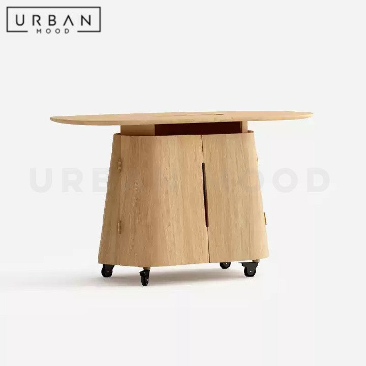 ALFONSO Modern Solid Wood Mobile Coffee Table