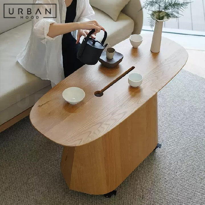 ALFONSO Modern Solid Wood Mobile Coffee Table