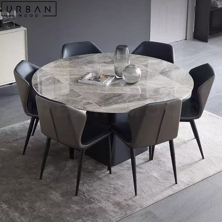 AMABEL Modern Extendable Round Sintered Stone Dining Table