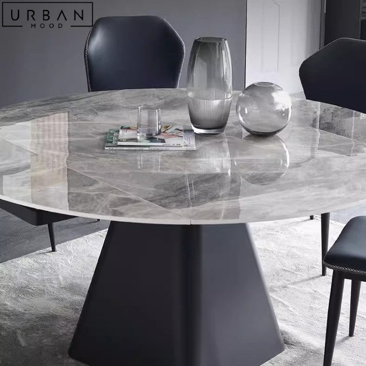 AMABEL Modern Extendable Round Sintered Stone Dining Table