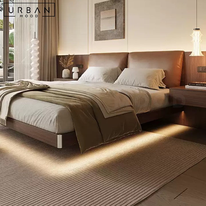 AMALIE Modern Floating Leather Bedframe