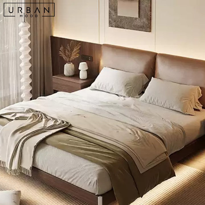 AMALIE Modern Floating Leather Bedframe