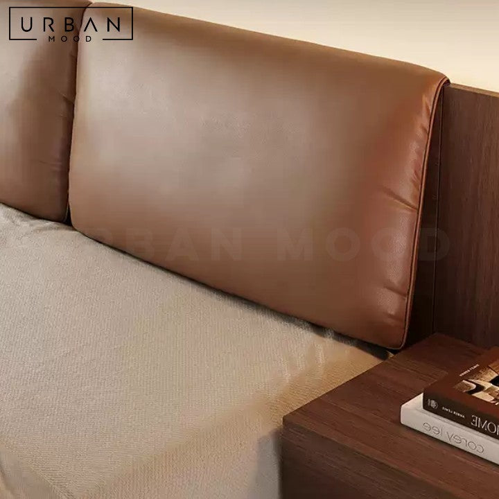 AMALIE Modern Floating Leather Bedframe