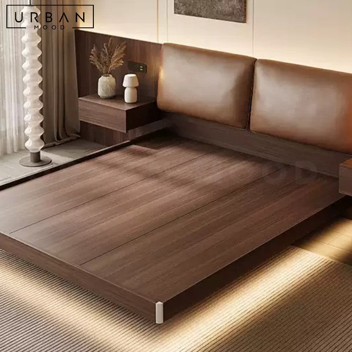 AMALIE Modern Floating Leather Bedframe