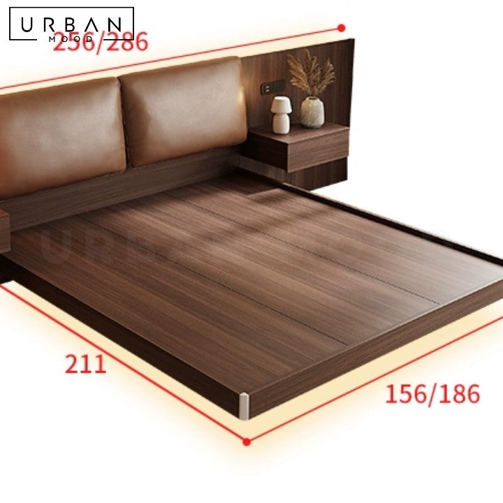 AMALIE Modern Floating Leather Bedframe