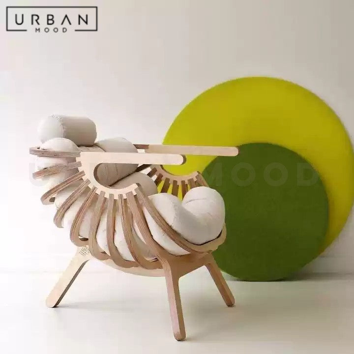 AMBRE Modern Solid Wood Lounge Chair