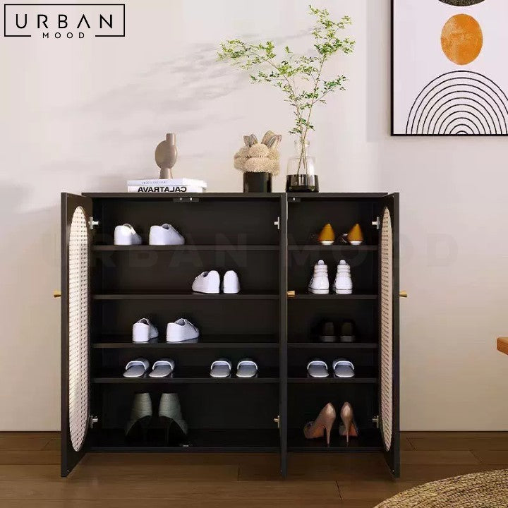 AMINA Rustic Rattan Shoe Cabinet