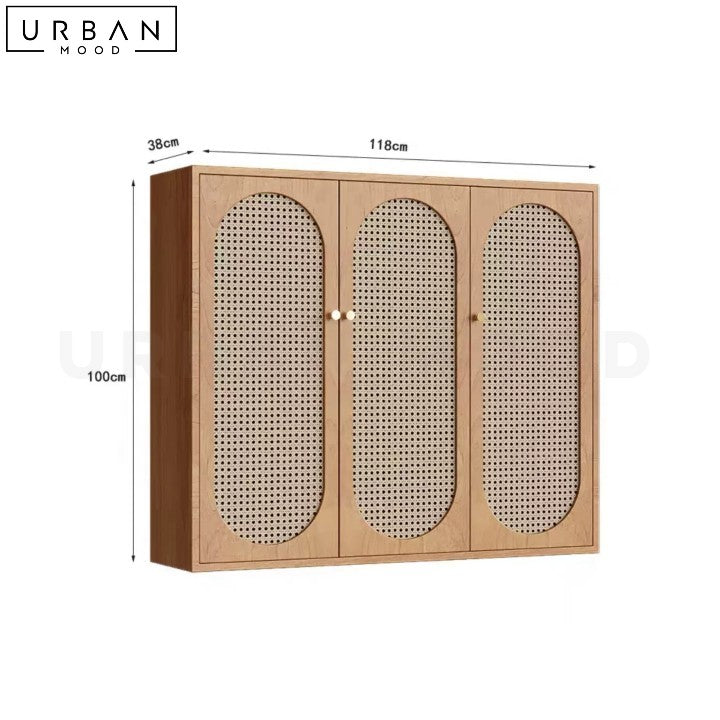 AMINA Rustic Rattan Shoe Cabinet