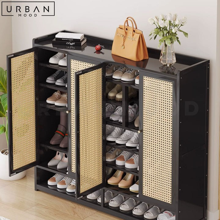 ANELI Rustic Rattan Shoe Cabinet