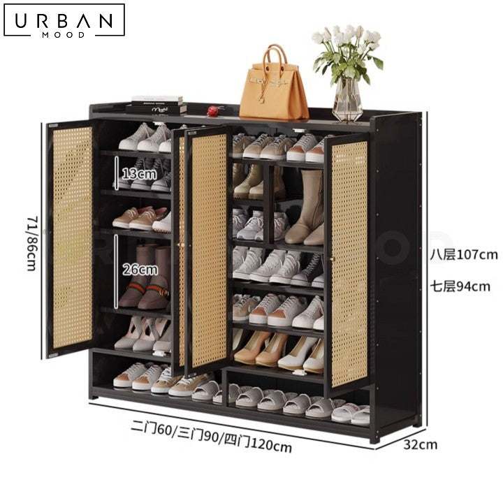 ANELI Rustic Rattan Shoe Cabinet