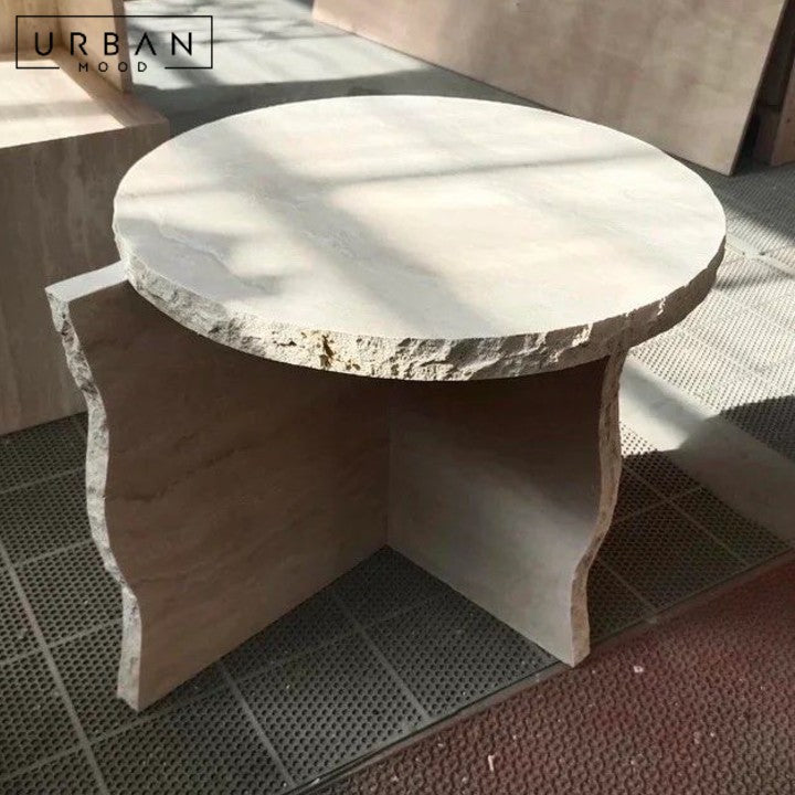 AQUINO Modern Travertine Side Table