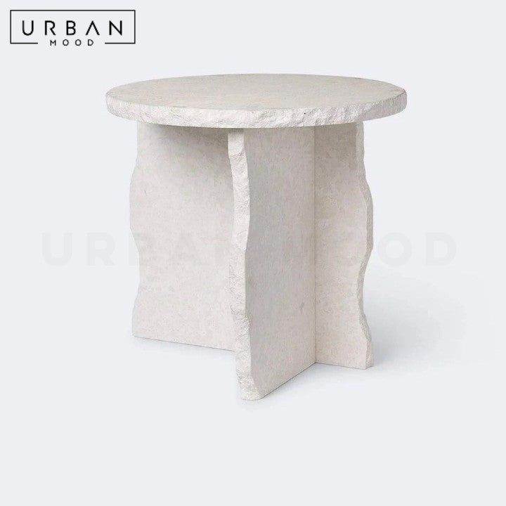 AQUINO Modern Travertine Side Table