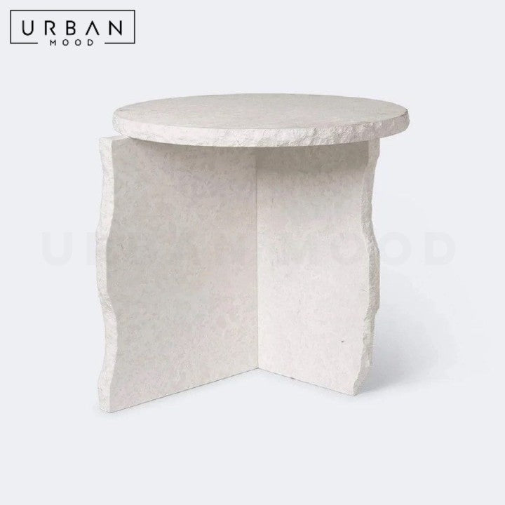 AQUINO Modern Travertine Side Table