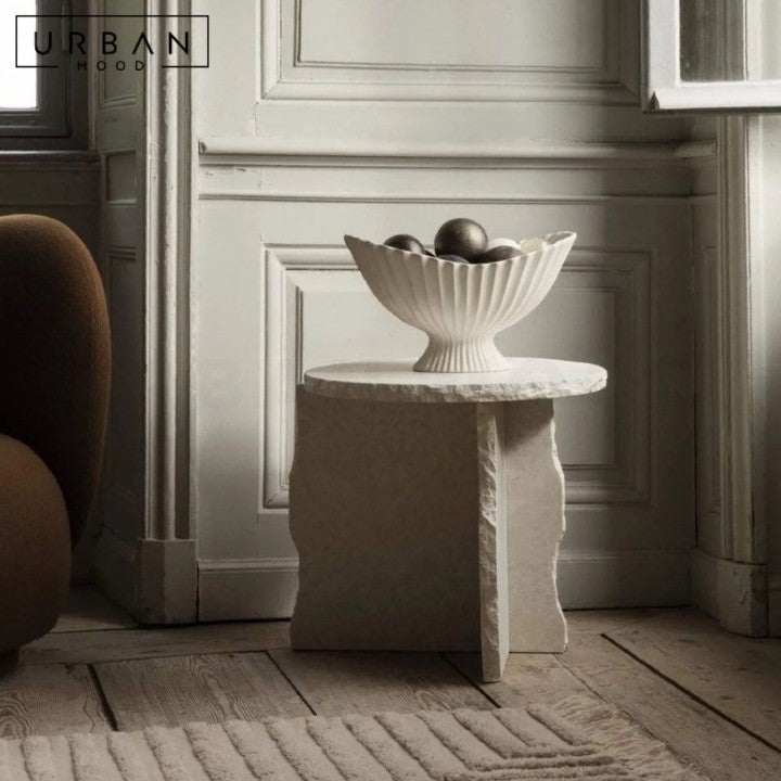 AQUINO Modern Travertine Side Table