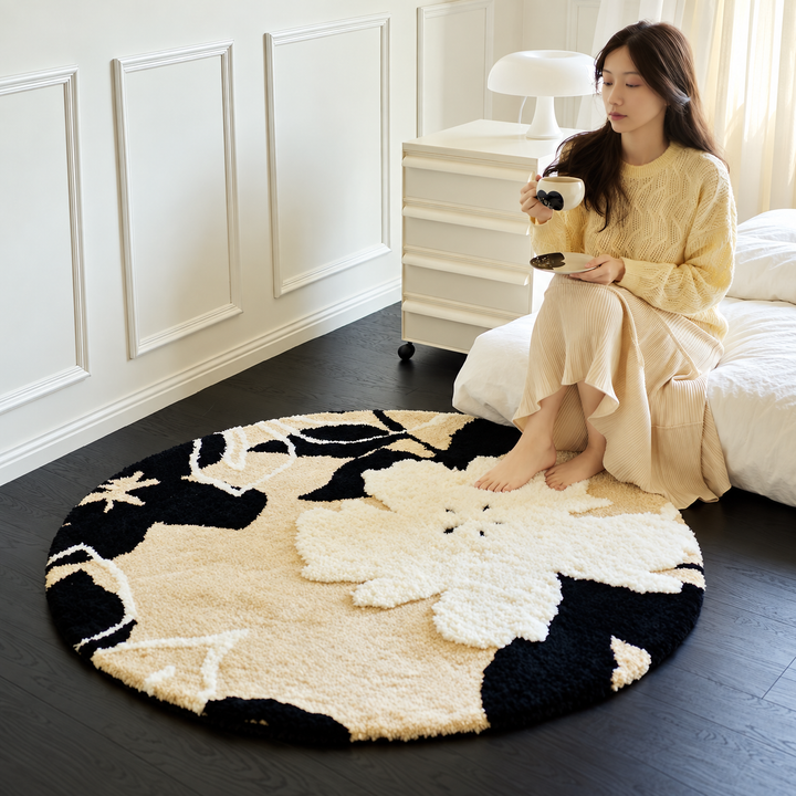 ARCOVA Modern Floral Soft Round Rug - Urban Mood Singapore