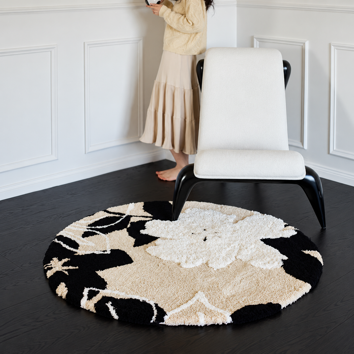 ARCOVA Modern Floral Soft Round Rug - Urban Mood Singapore
