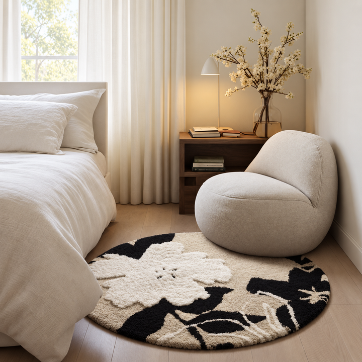ARCOVA Modern Floral Soft Round Rug - Urban Mood Singapore