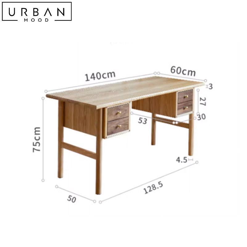 ARDEN Japandi Solid Wood Study Table