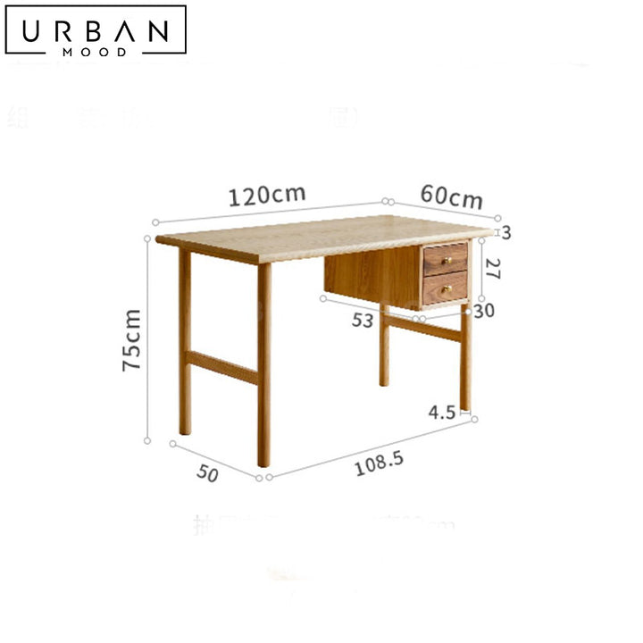 ARDEN Japandi Solid Wood Study Table