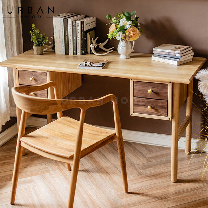 ARDEN Japandi Solid Wood Study Table