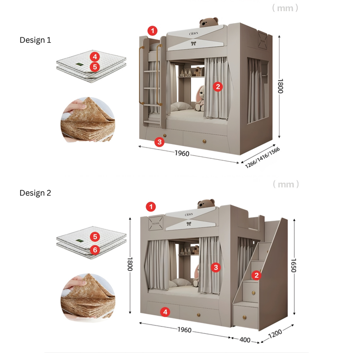 AUBRIET Modern Double Decker Bedframe - Urban Mood Singapore