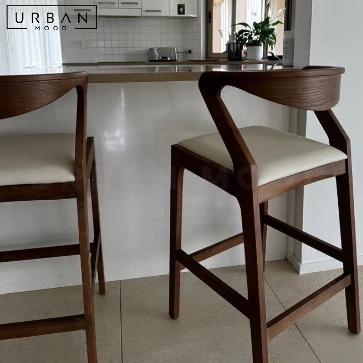 AURO Scandinavian Solid Wood Bar Stool